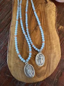 Mother Mary Pendants: Angelite