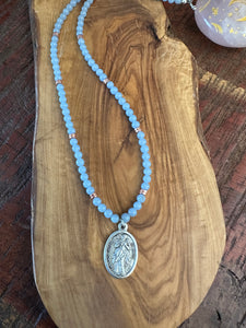 Mother Mary Pendants: Angelite