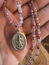 Load image into Gallery viewer, St. Raphael &quot;God Heals&quot; Guardian Angel: Strawberry Quartz
