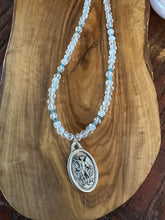 Load image into Gallery viewer, St. Michael Guardian Angel: Blue Apatite and Blue Chalcedony
