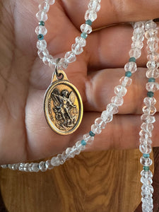 St. Michael Guardian Angel: Blue Apatite and Blue Chalcedony